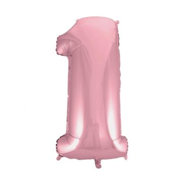 Light Pink rózsaszín 1-es szám fólia lufi 92cm