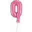 Rózsaszín 0-ás Pink szám fólia lufi tortára 13 cm