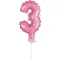 Rózsaszín 3-as Pink szám fólia lufi tortára 13 cm