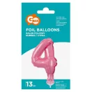 Rózsaszín 4-es Pink szám fólia lufi tortára 13 cm