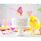 Rózsaszín 4-es Pink szám fólia lufi tortára 13 cm