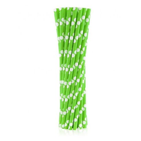 Green Polka Dots zöld papír szívószál 24 db-os