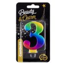 Brojevi Galaxy Šarena svijeća s brojem 3, svijeća za tortu