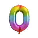 Szivárvány Rainbow 0-ás szám fólia lufi 85 cm