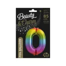 Szivárvány Rainbow 0-ás szám fólia lufi 85 cm