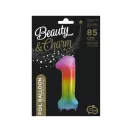 Szivárvány Rainbow 1-es szám fólia lufi 85 cm