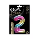 Szivárvány Rainbow 2-es szám fólia lufi 85 cm