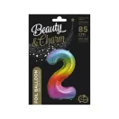 Szivárvány Rainbow 2-es szám fólia lufi 85 cm
