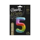 Szivárvány Rainbow 5-ös szám fólia lufi 85 cm