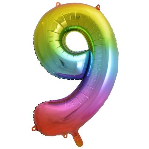 Rainbow Szivárvány 9-es szám fólia lufi 85cm