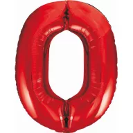 Piros 0-ás Red szám fólia lufi 85 cm