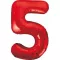 Piros 5-ös Red szám fólia lufi 85 cm