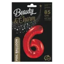 Piros 6-os Red szám fólia lufi 85 cm