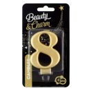 Brojevi Metallic Zlatna svijeća broj 8, svijeća za tortu