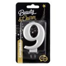 Brojevi Metallic Srebrna svijeća za broj 9, svijeća za tortu