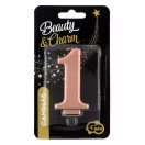 Rose Gold 1-es Metallic számgyertya, tortagyertya