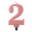 Brojevi Metallic Rose Gold svijeća u obliku broja 2, tortna svijeća