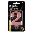 Brojevi Metallic Rose Gold svijeća u obliku broja 2, tortna svijeća