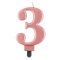 Brojevi Metallic Rose Gold svijeća u obliku broja 3, svjećica za tortu