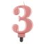 Brojevi Metallic Rose Gold svijeća u obliku broja 3, svjećica za tortu