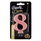 Brojevi Metallic Rose Gold svijeća u obliku broja 8, svjećica za tortu