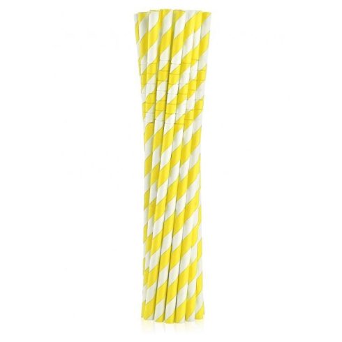 Yellow Stripes sárga rugalmas papír szívószál 12 db-os