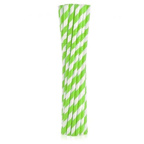 Green Stripes zöld rugalmas papír szívószál 12 db-os