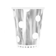   Šareno B&C Polka Dots Silver Srebrne papirnate čaše, 6 kom, 266 ml