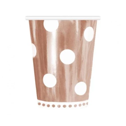 B&C Polka Dots Rose Gold papír pohár 6 db-os 266ml