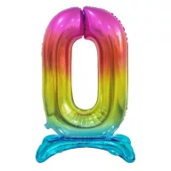 Színes Rainbow 0-ás szám fólia lufi talppal 74 cm