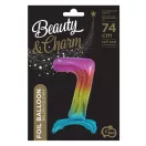 Színes Rainbow 7-es szám fólia lufi talppal 74 cm