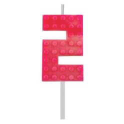 Építőkocka 2-es Red Blocks tortagyertya, számgyertya