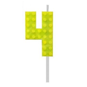   Building Blocks építőkocka tortagyertya számgyertya sárga 4-es