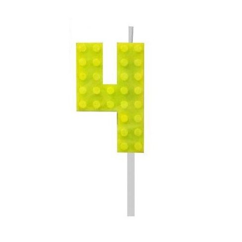 Building Blocks építőkocka tortagyertya számgyertya sárga 4-es