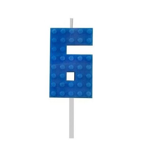 Building Blocks építőkocka tortagyertya számgyertya kék 6-os
