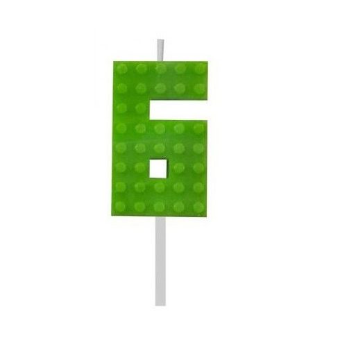 Building Blocks építőkocka tortagyertya számgyertya zöld 6-os