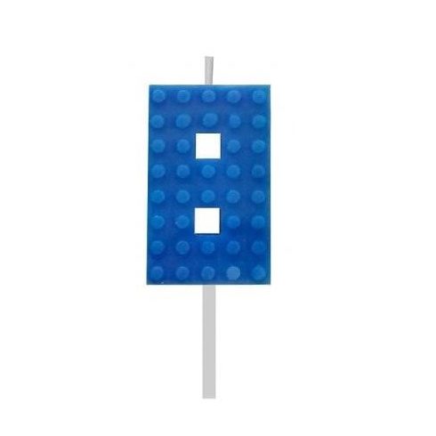 Building Blocks építőkocka tortagyertya számgyertya kék 8-as