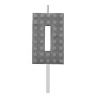   Kocke Grey Blocks Svijeća za tortu u obliku kocke 0, siva svijeća s brojem