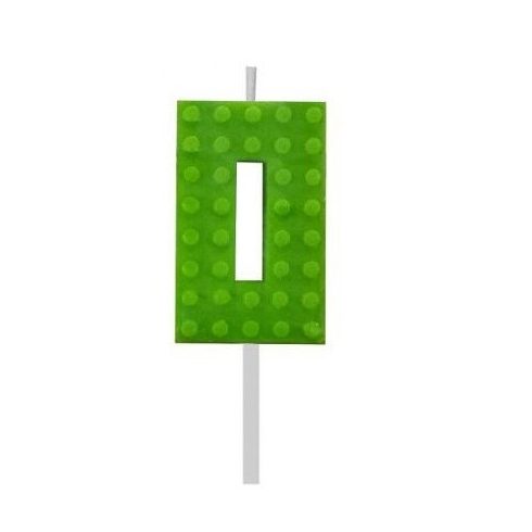 Building Blocks építőkocka tortagyertya számgyertya zöld 0-ás