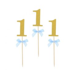 Kék 1st Birthday díszítő pálca 10 db-os