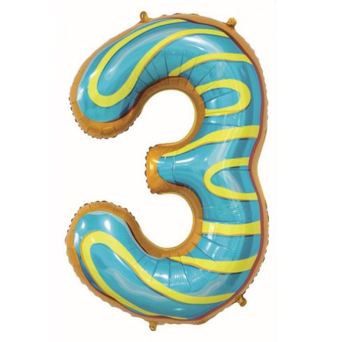 Cookie Süti mintás 3-as szám fólia lufi 78cm
