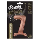 Rose Gold 7-es szám fólia lufi talppal 74 cm