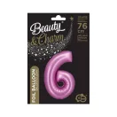 Rózsaszín Satin Pink 6-os szám fólia lufi 76 cm