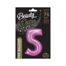 Rózsaszín Satin Pink 5-ös szám fólia lufi 76 cm
