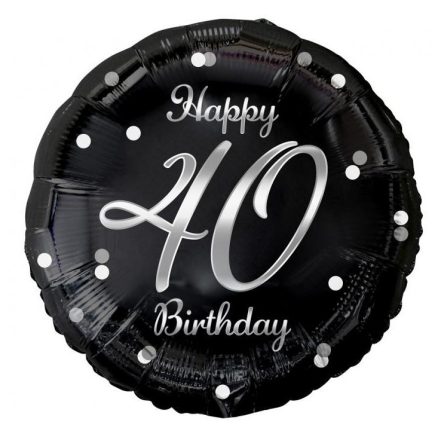 Happy Birthday black-silver 40 fólia lufi 36cm