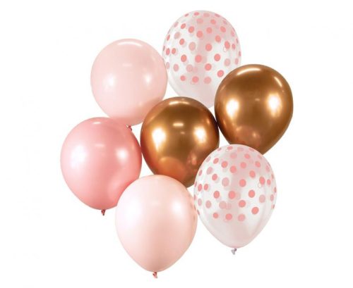 Színes Pink-Copper léggömb, lufi szett 7 db-os 30cm (12 inch)