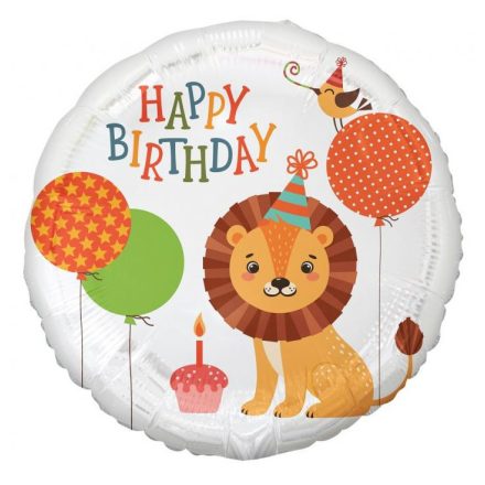 Happy Birthday Lion oroszlán fólia lufi 36cm