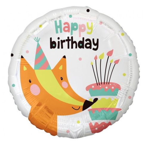 Happy Birthday Fox róka fólia lufi 36cm