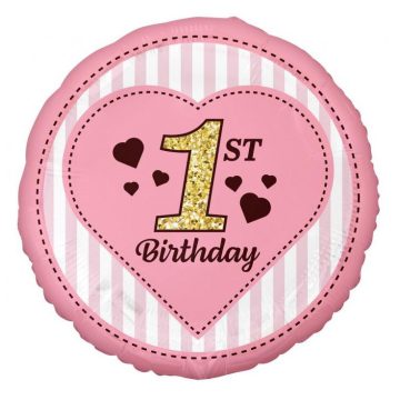 Első születésnap fólia lufi pink 36cm