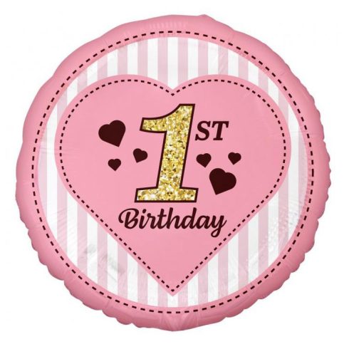 Első születésnap fólia lufi pink 36cm